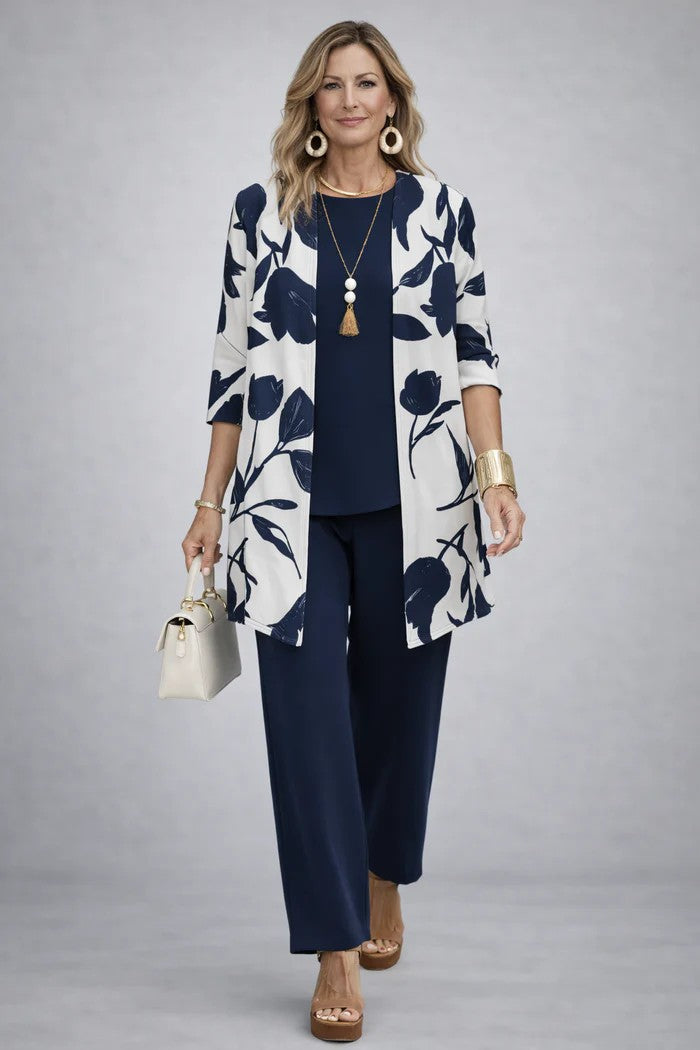 Women's Printed 3-Piece Set - Effortless Everyday Elegance