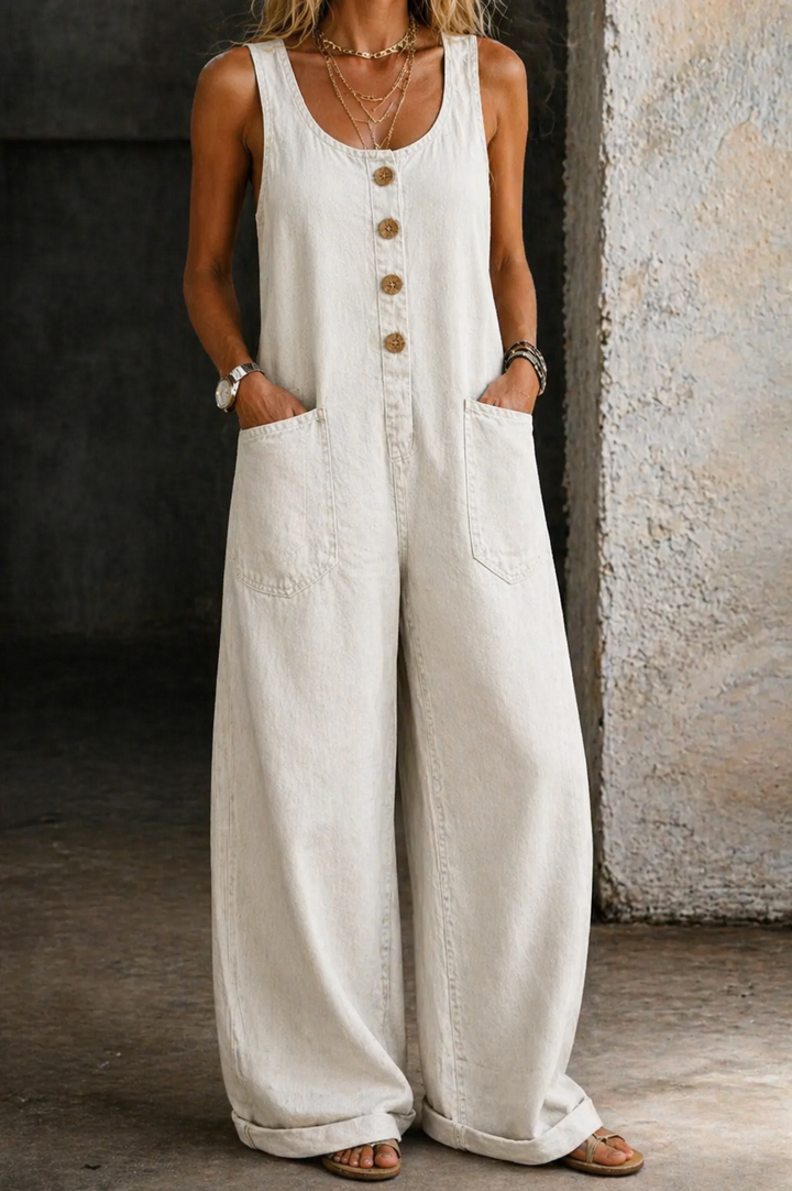 Women's Vintage Washed Denim Overalls - Effortless Casual Style