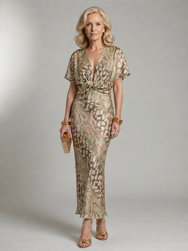 Women's Abstract Print Midi Dress - Effortless Day-to-Night Style
