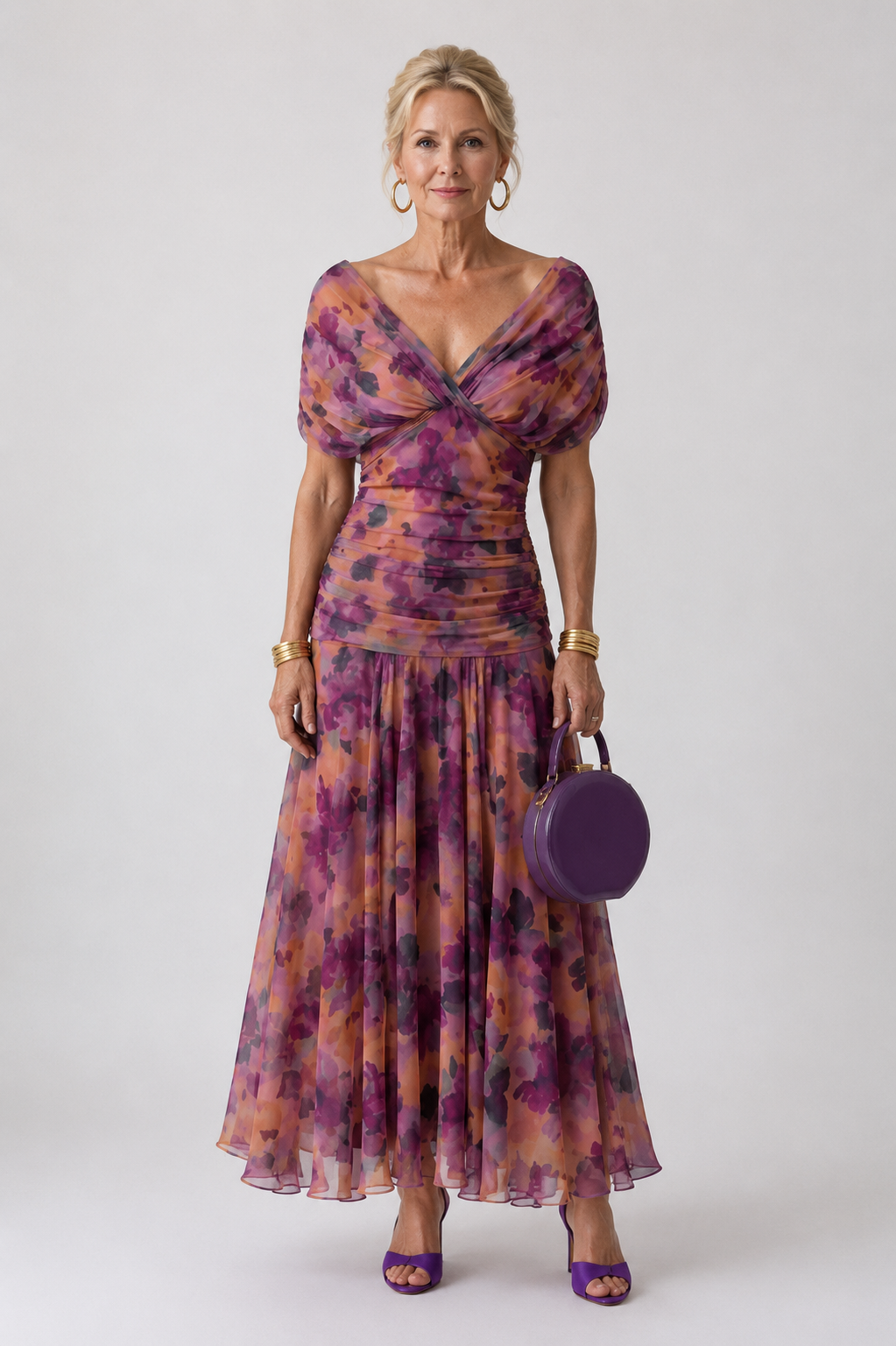 Women's Off-Shoulder Draped Midi Dress - Lightweight & Flowy