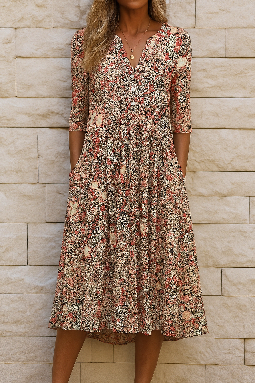 Women's Elegant V-Neck Dress - Timeless Daily Confidence