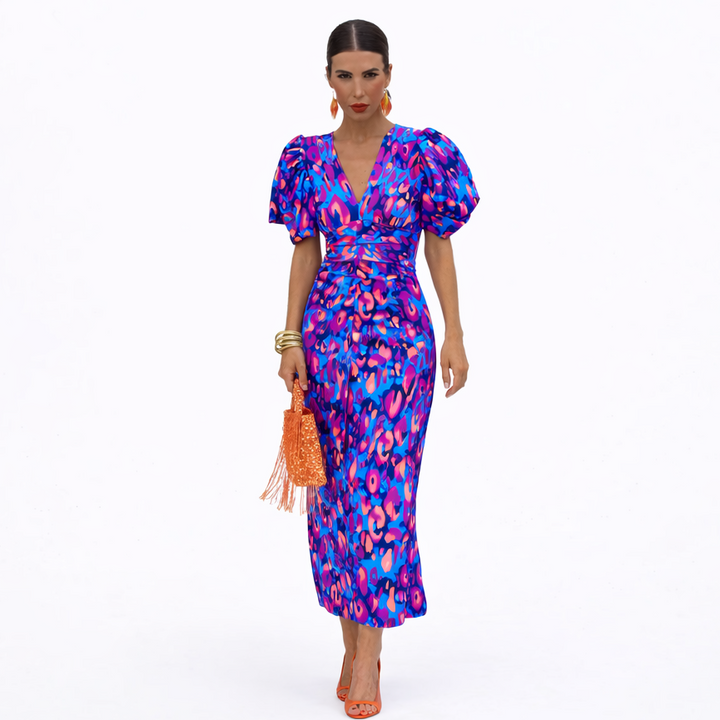 Women's Floral Print Ani Midi Dress - Elegant Summer Style