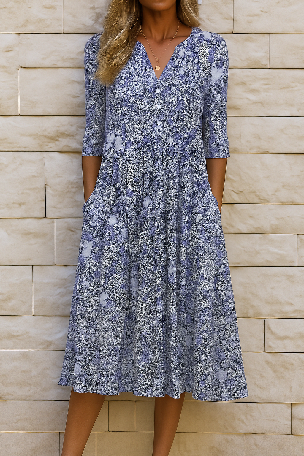 Women's Elegant V-Neck Dress - Timeless Daily Confidence