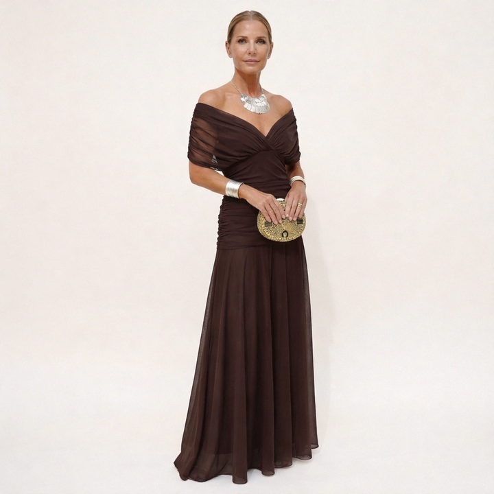 Women's Floral V-Neck Maxi Dress - Elegant & Romantic