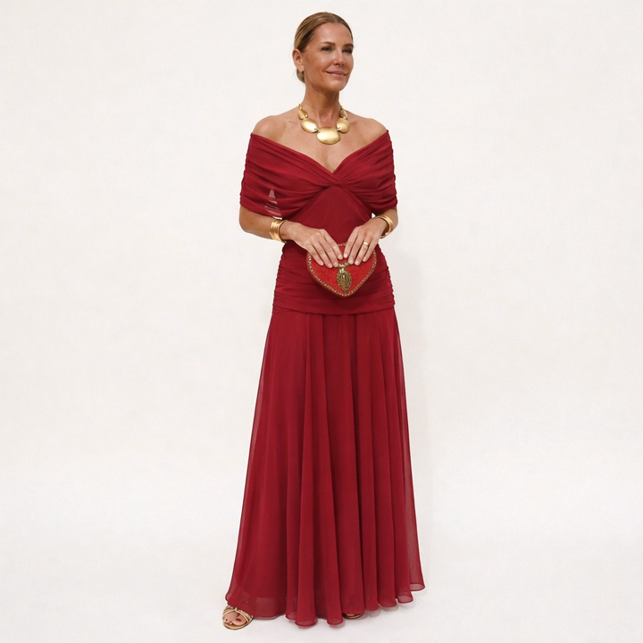 Women's Floral V-Neck Maxi Dress - Elegant & Romantic