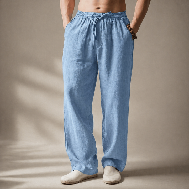 Men's Linen Straight-Leg Trousers – Breathable Summer