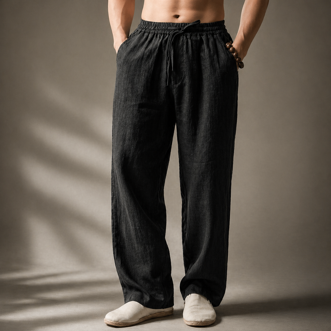 Men's Linen Straight-Leg Trousers – Breathable Summer