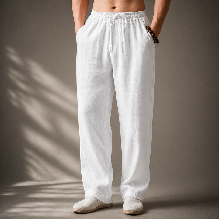 Men's Linen Straight-Leg Trousers – Breathable Summer