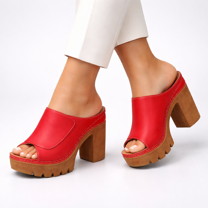 Women's Glossy Platform Heels - Flattering Lift & Comfort