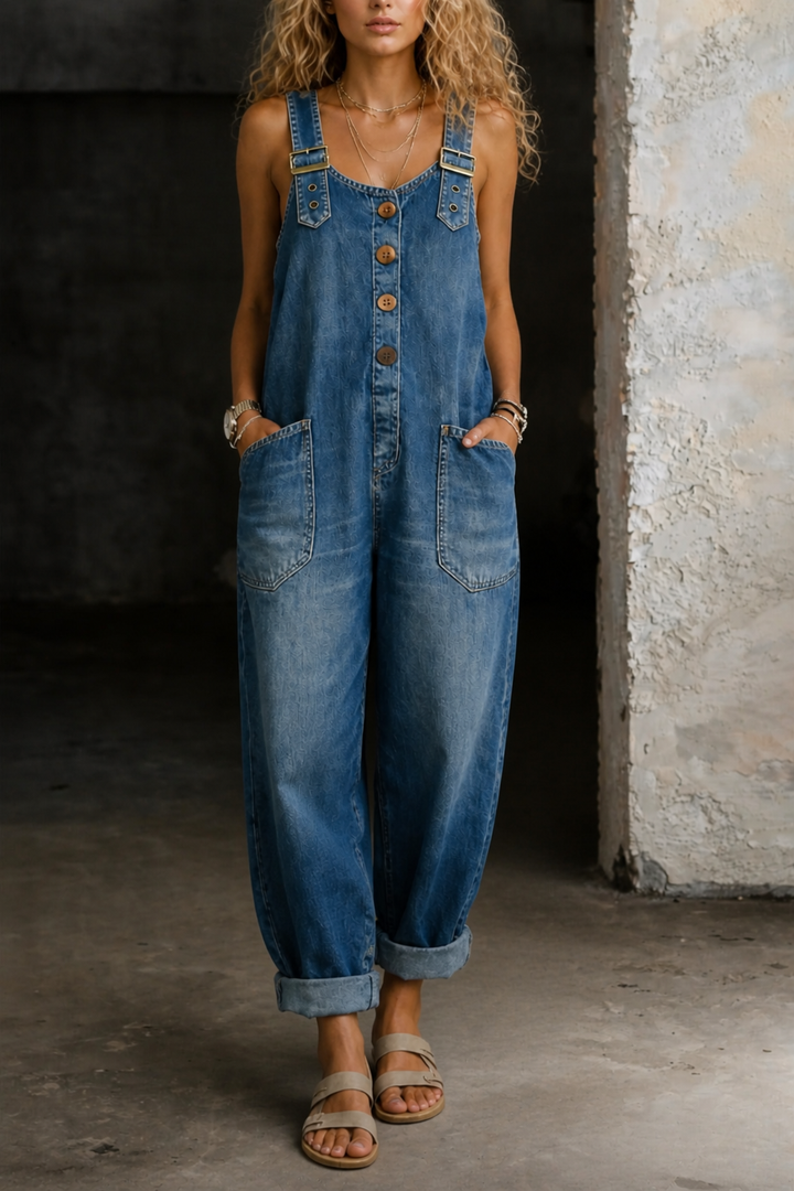 Women's Denim Overall Jumpsuit - For Casual Everyday Style