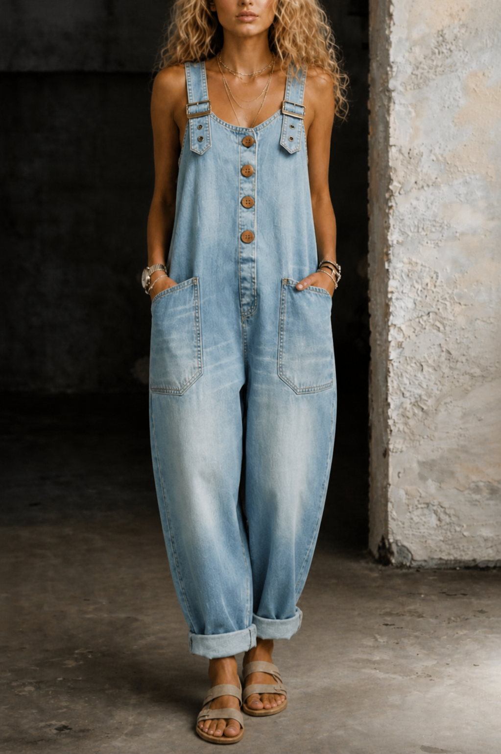 Women's Denim Overall Jumpsuit - For Casual Everyday Style