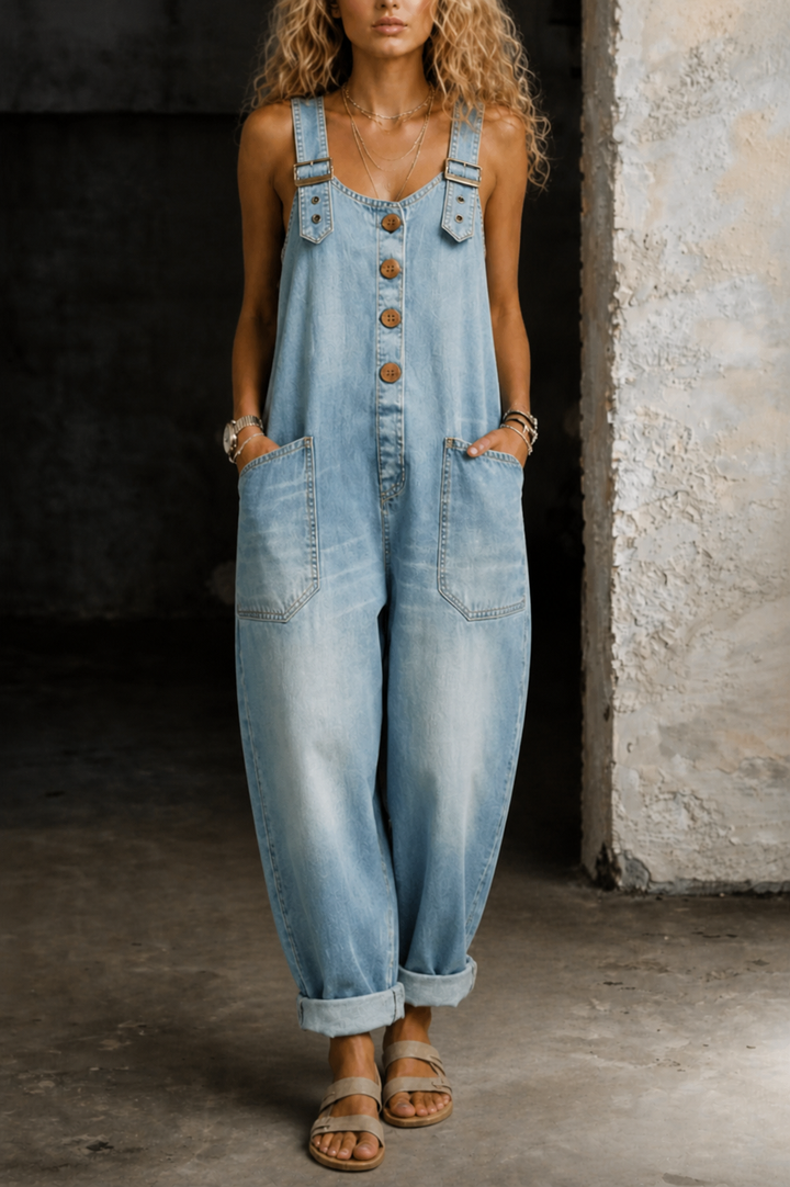 Women's Denim Overall Jumpsuit - For Casual Everyday Style