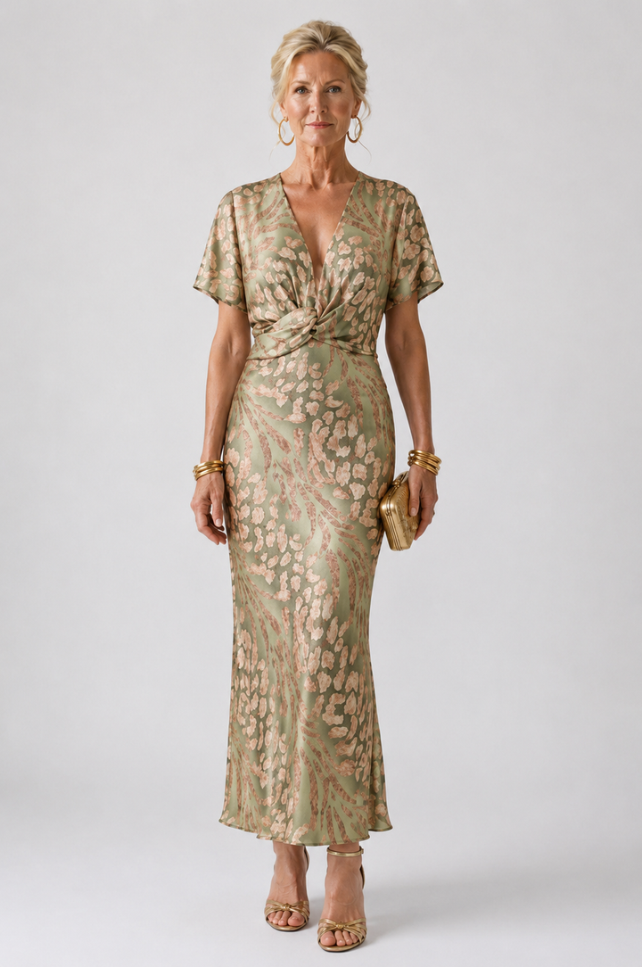 Women's Abstract Print Midi Dress - Effortless Day-to-Night Style