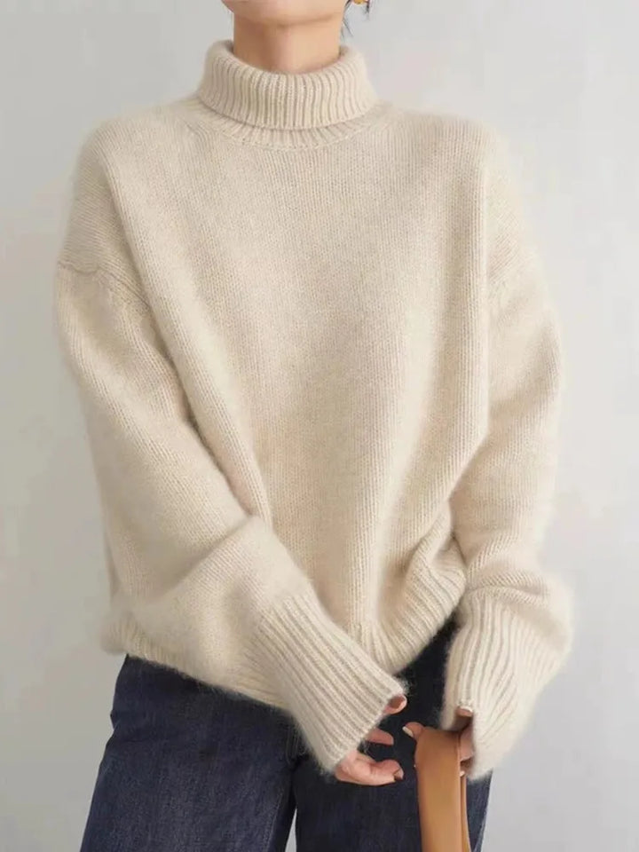 Women's Cozy High-Neck Relaxed Sweater - Everyday Warmth