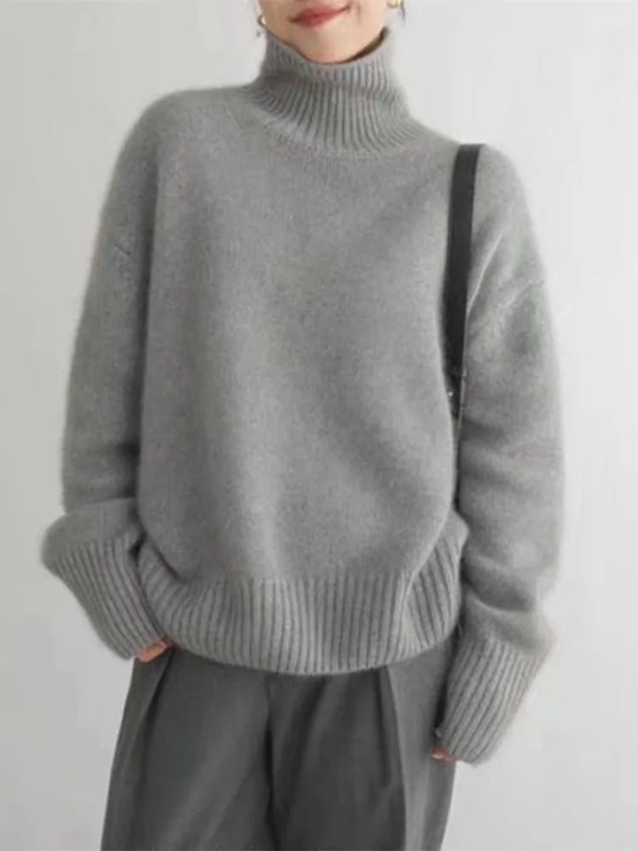 Women's Cozy High-Neck Relaxed Sweater - Everyday Warmth