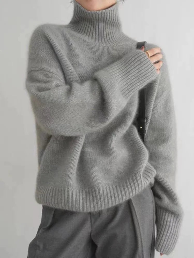 Women's Cozy High-Neck Relaxed Sweater - Everyday Warmth