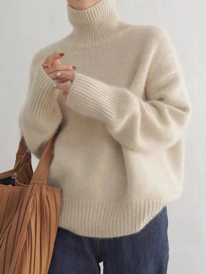 Women's Cozy High-Neck Relaxed Sweater - Everyday Warmth