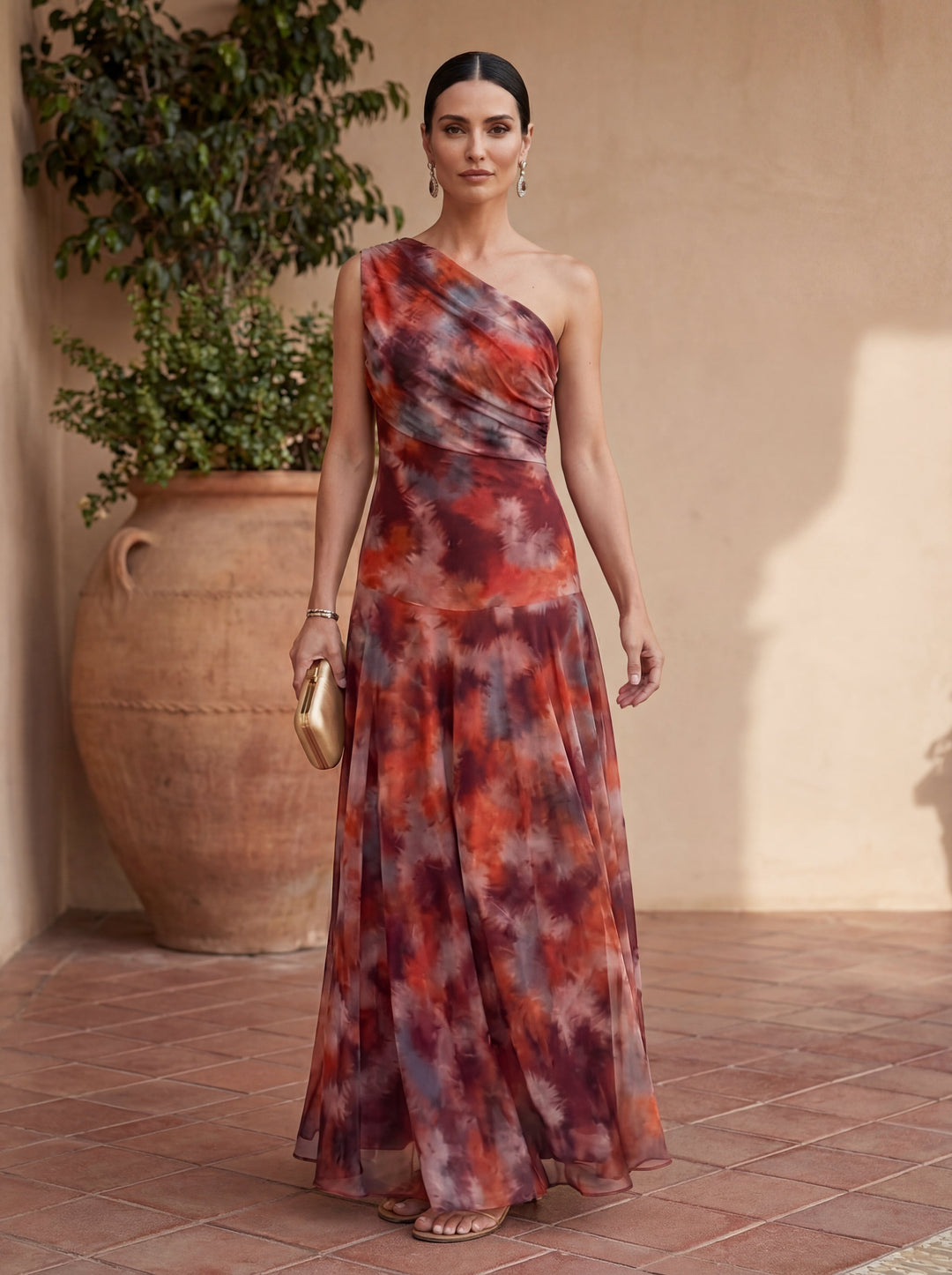 Women's Flowing Wide Dress - Natural Elegance for Day and Night