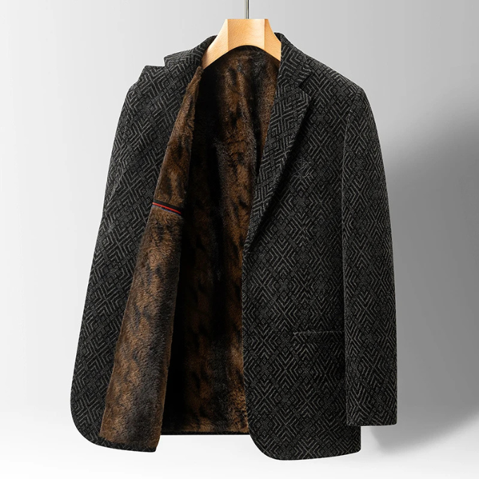 Men's Wool Coat – Faux-Fur Lined Tailored Winter Coat