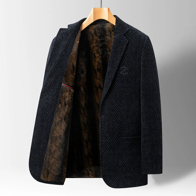 Men's Wool Coat – Faux-Fur Lined Tailored Winter Coat