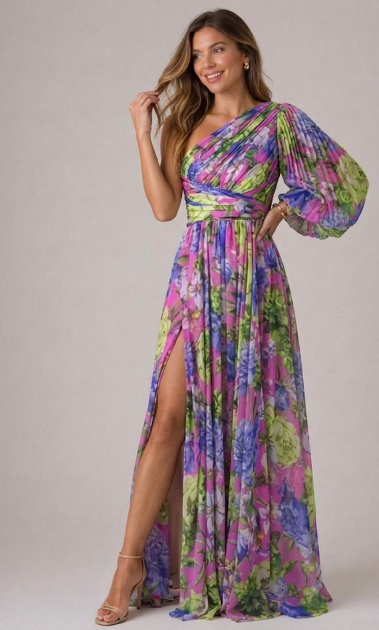 Women's Blossom Drama Maxi Dress - Elegant Wedding Guest