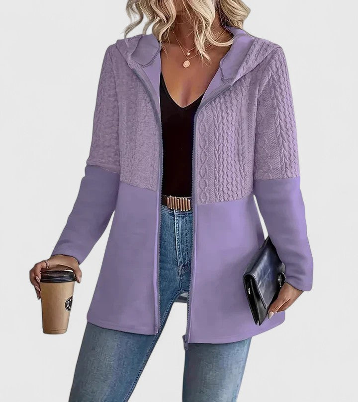 Women's Textured Zip-Up Hooded Cardigan - Cozy Everyday Layering