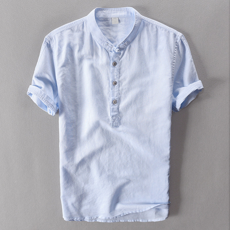 Men's Short Sleeve Linen Shirt – Breathable Summer Button-Down