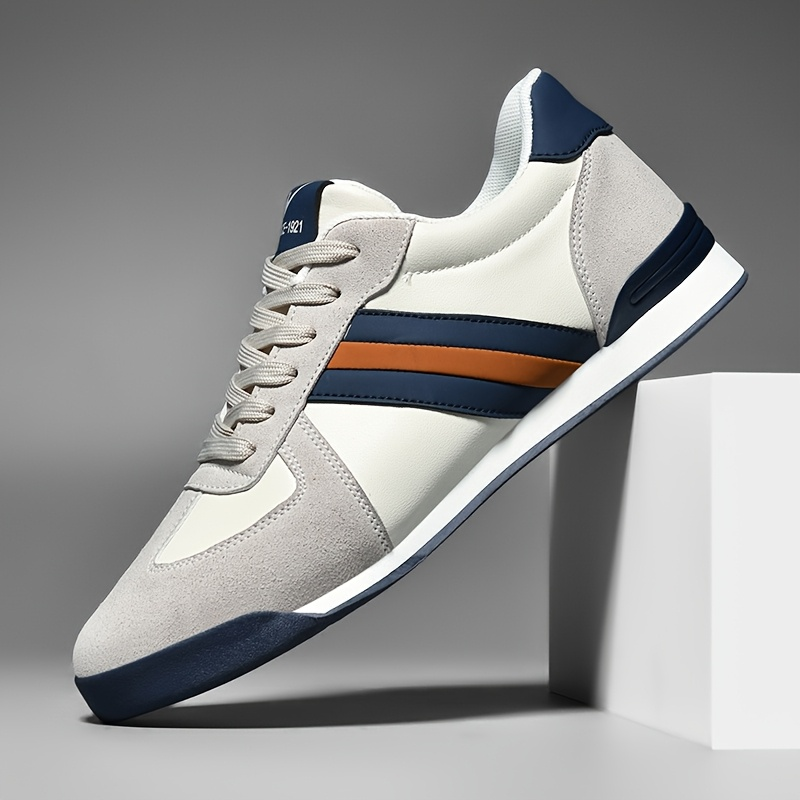 Men's Leather Suede Trainers – Retro Court Style Casual Shoes