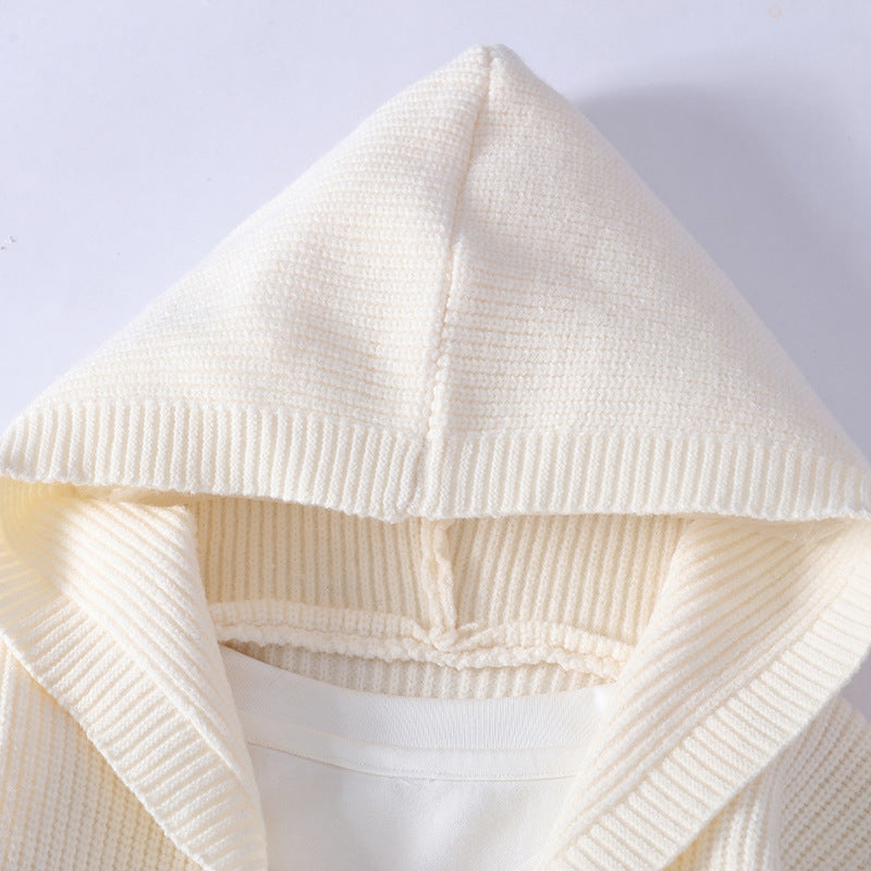 Men's Hooded Cardigan – Ribbed-Knit Button-Up Jumper