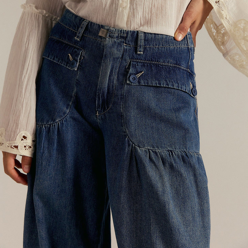 Women's Elegant Wide-Leg Flowy-Fit Jeans - Relaxed Comfort