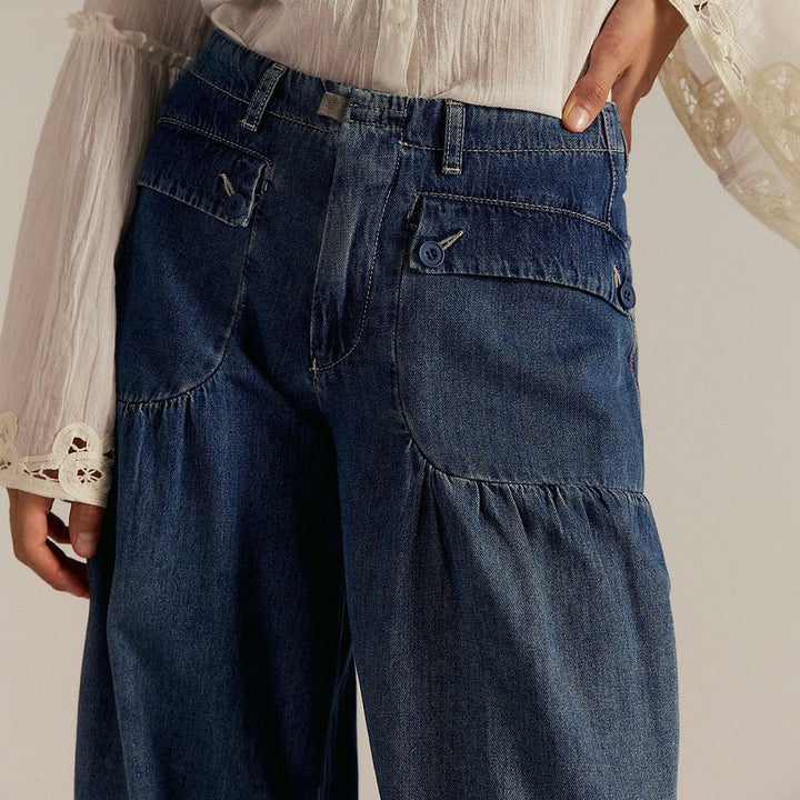 Women's Elegant Wide-Leg Flowy-Fit Jeans - Relaxed Comfort
