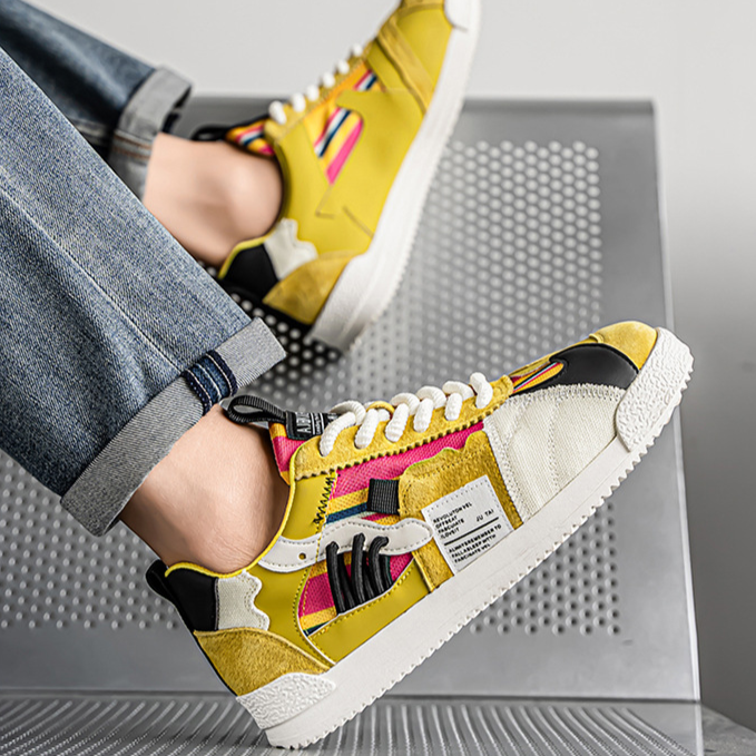 Men's Retro Sneakers – Colour-Block Suede Trainers