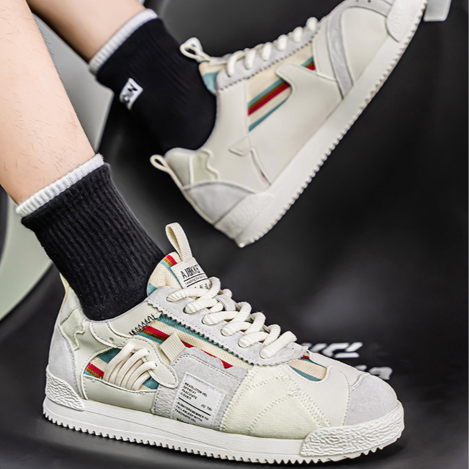 Men's Retro Sneakers – Colour-Block Suede Trainers