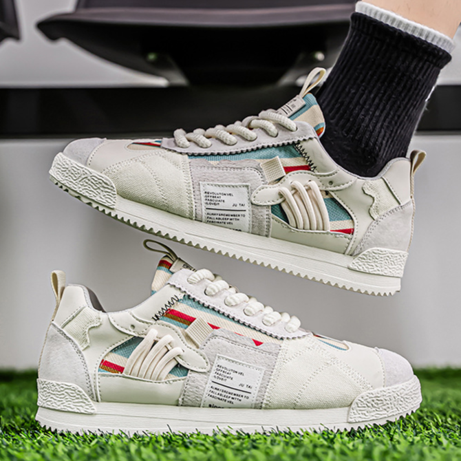 Men's Retro Sneakers – Colour-Block Suede Trainers