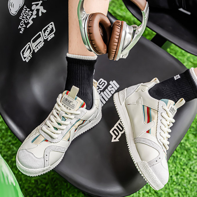 Men's Retro Sneakers – Colour-Block Suede Trainers