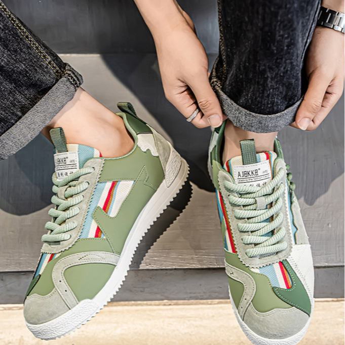 Men's Retro Sneakers – Colour-Block Suede Trainers