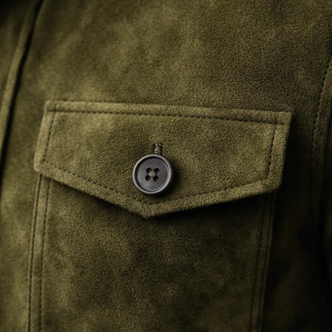 Men's Italian Suede Jacket - Military Inspired, Everyday Elegance