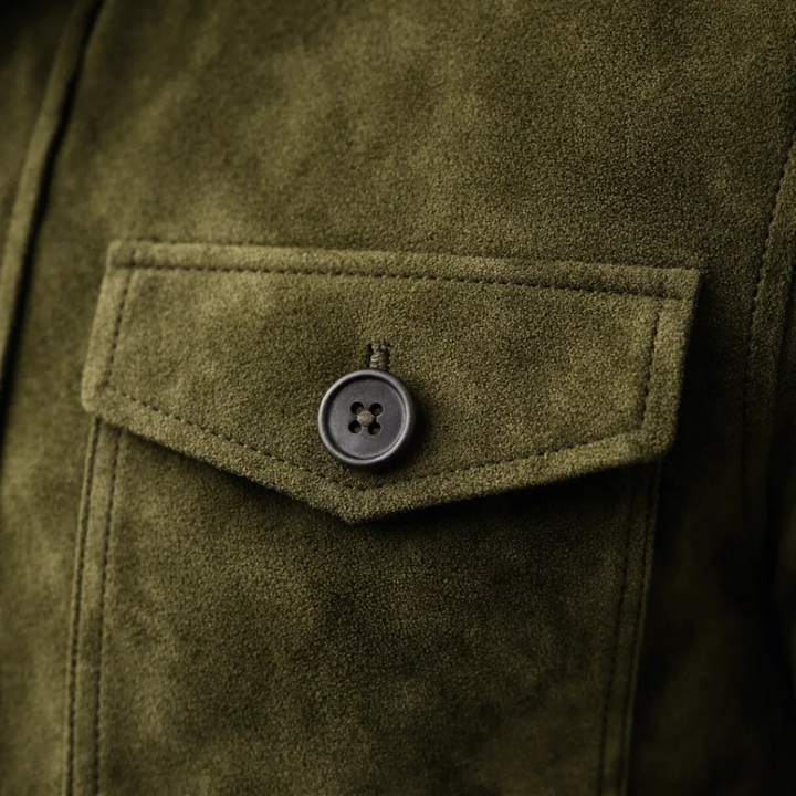 Men's Italian Suede Jacket - Military Inspired, Everyday Elegance