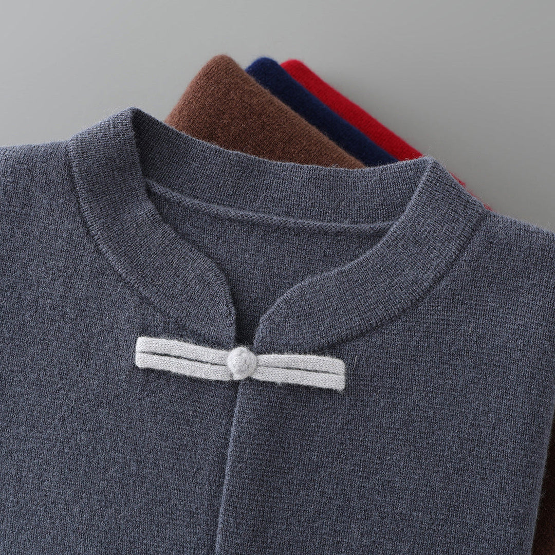 Men's Cashmere Cardigan - Stand Collar Knit Jumper Layer