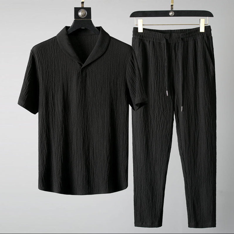 Men's Linen Set – Short-Sleeve Shirt & Trousers Summer Co-ord