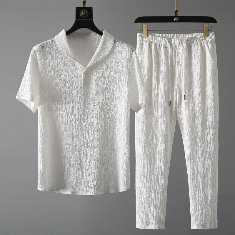 Men's Linen Set – Short-Sleeve Shirt & Trousers Summer Co-ord