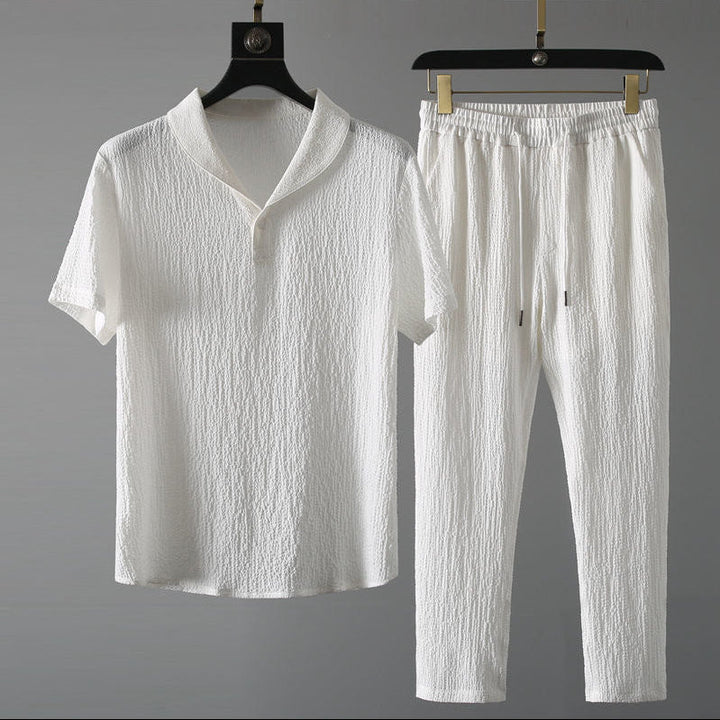 Men's Linen Set – Short-Sleeve Shirt & Trousers Summer Co-ord