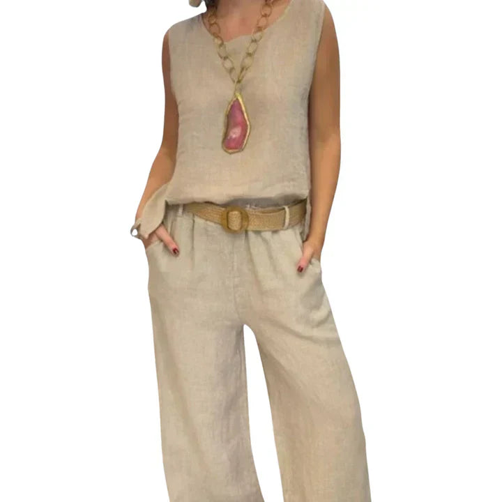 Women's Bohemian Top & Cropped Pants Set - Summer Boho-Chic