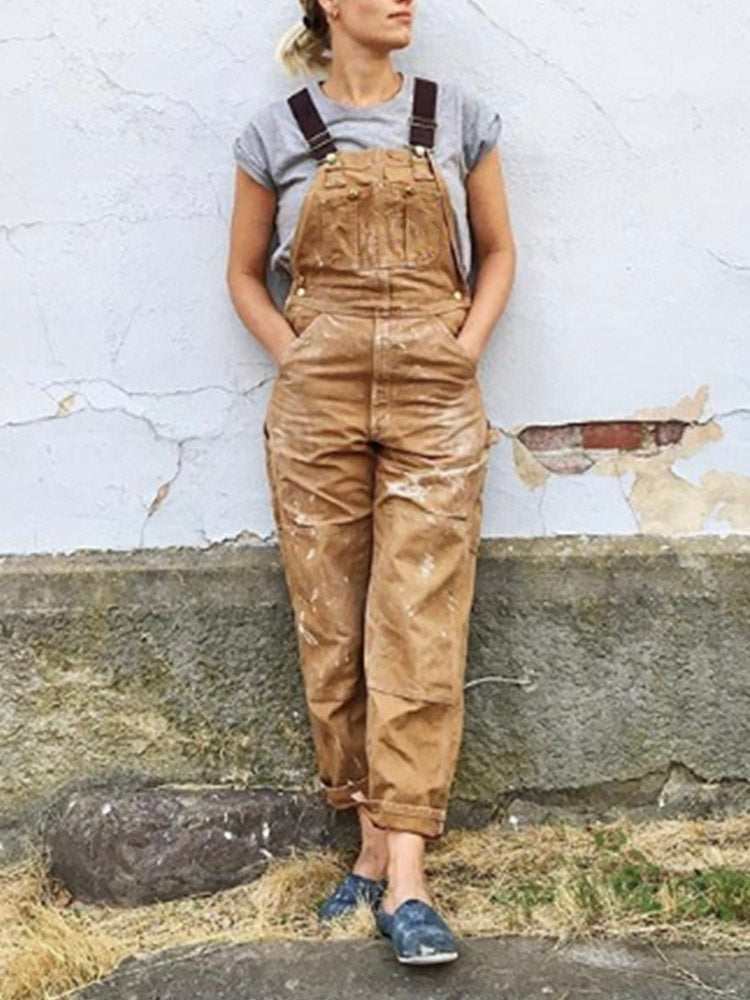 Women's Canvas Jumpsuit - Stylish Utility for All Seasons