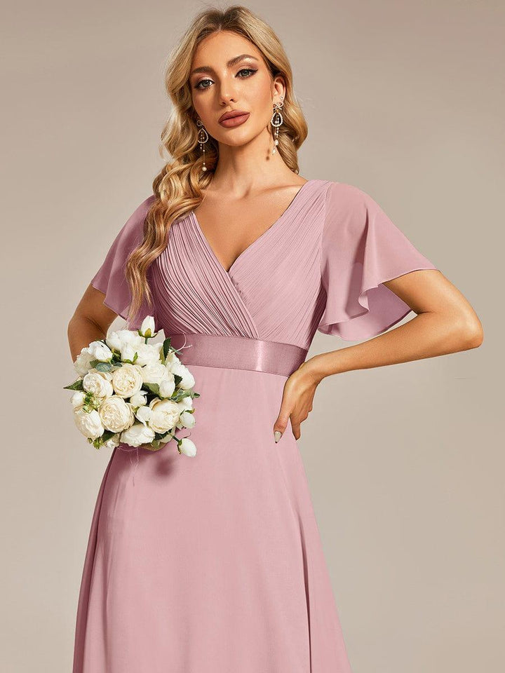 Women's Empire-Waist Flutter-Sleeve Maxi Dress – Formal & Bridesmaid