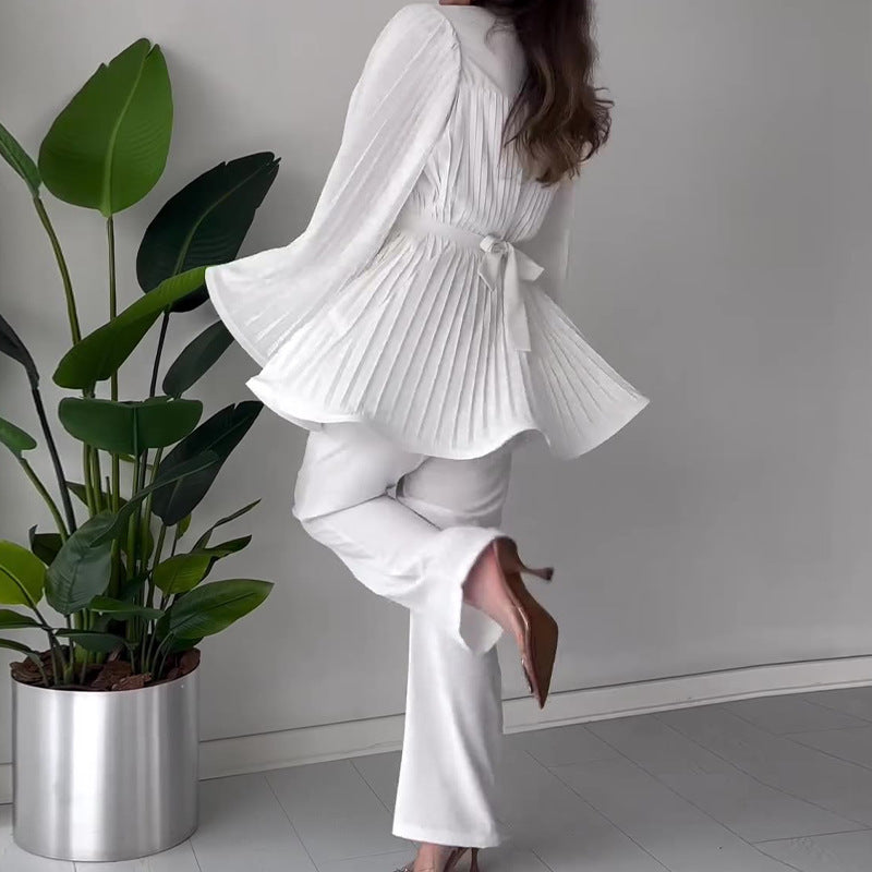 Women's Pleated Two-Piece Set - Effortless Elegance