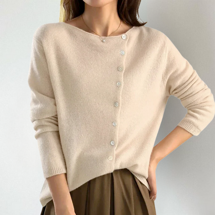Women's Asymmetrical Button Cardigan - Effortless Layering