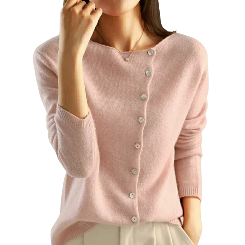 Women's Asymmetrical Button Cardigan - Effortless Layering