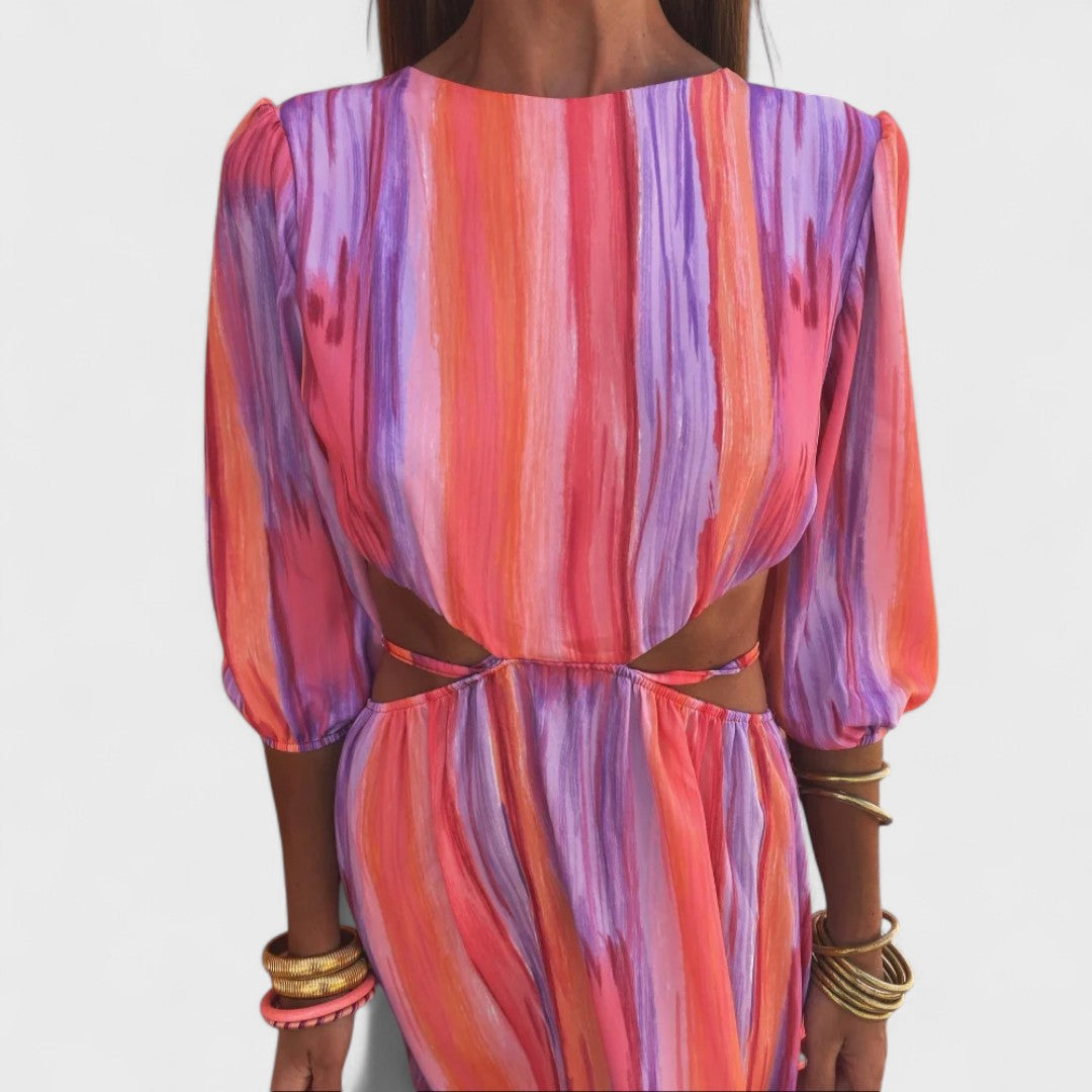 Women's Striped Maxi Dress - Vibrant and Flowing for Warm Weather