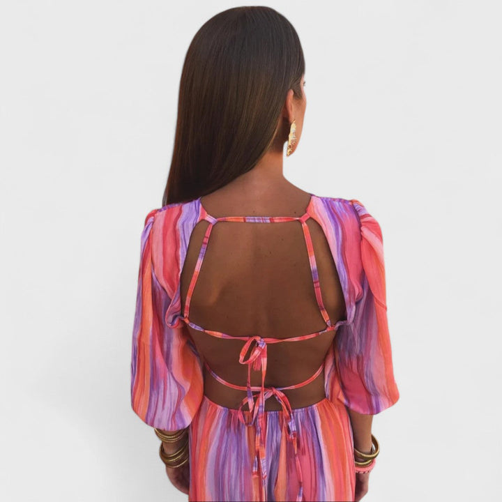 Women's Striped Maxi Dress - Vibrant and Flowing for Warm Weather